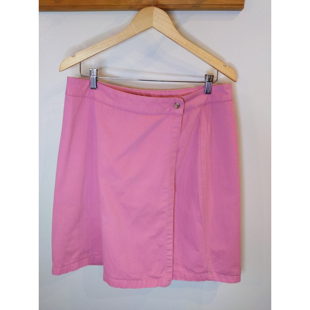 L.L.BEAN Women's Pink Wrap Skirt Built-In Shorts Size 16 Preppy Summer Classic
